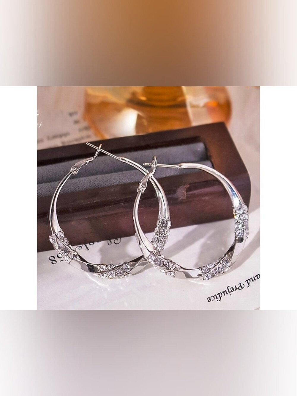 $8 Each Or Bundle 5/$20 Silver Crystal Hoop Earrings